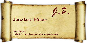 Jusztus Péter névjegykártya